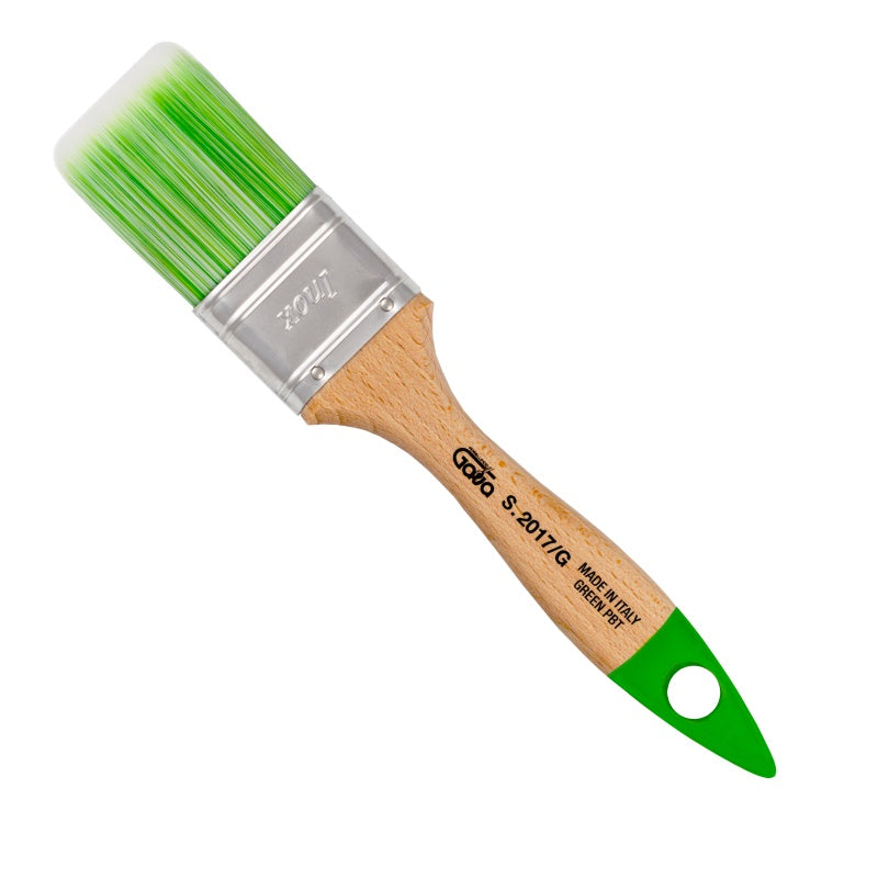 Gava Flat Wooden Brush Green PBT - Yeşil Sentetik Kıl Fırça
