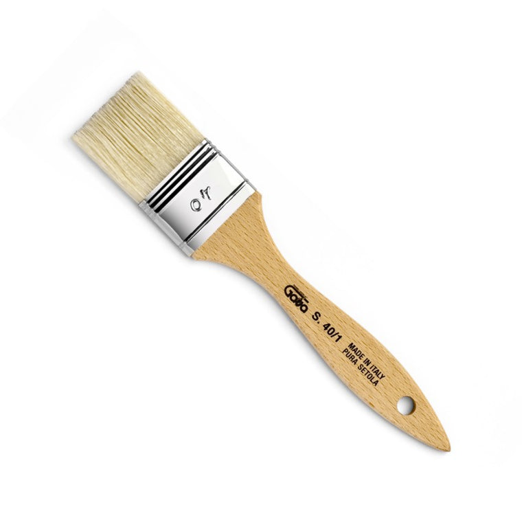 Gava Flat Brush Pure Bleached Bristle Thickness 6mm - İnce Fırça